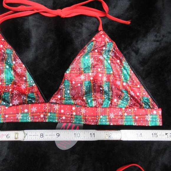 3pc Red White and Green Christmas Holiday Lingerie Costume Set - Picture 5 of 15